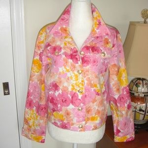 Denim floral print (pink/orange) jacket - size 6